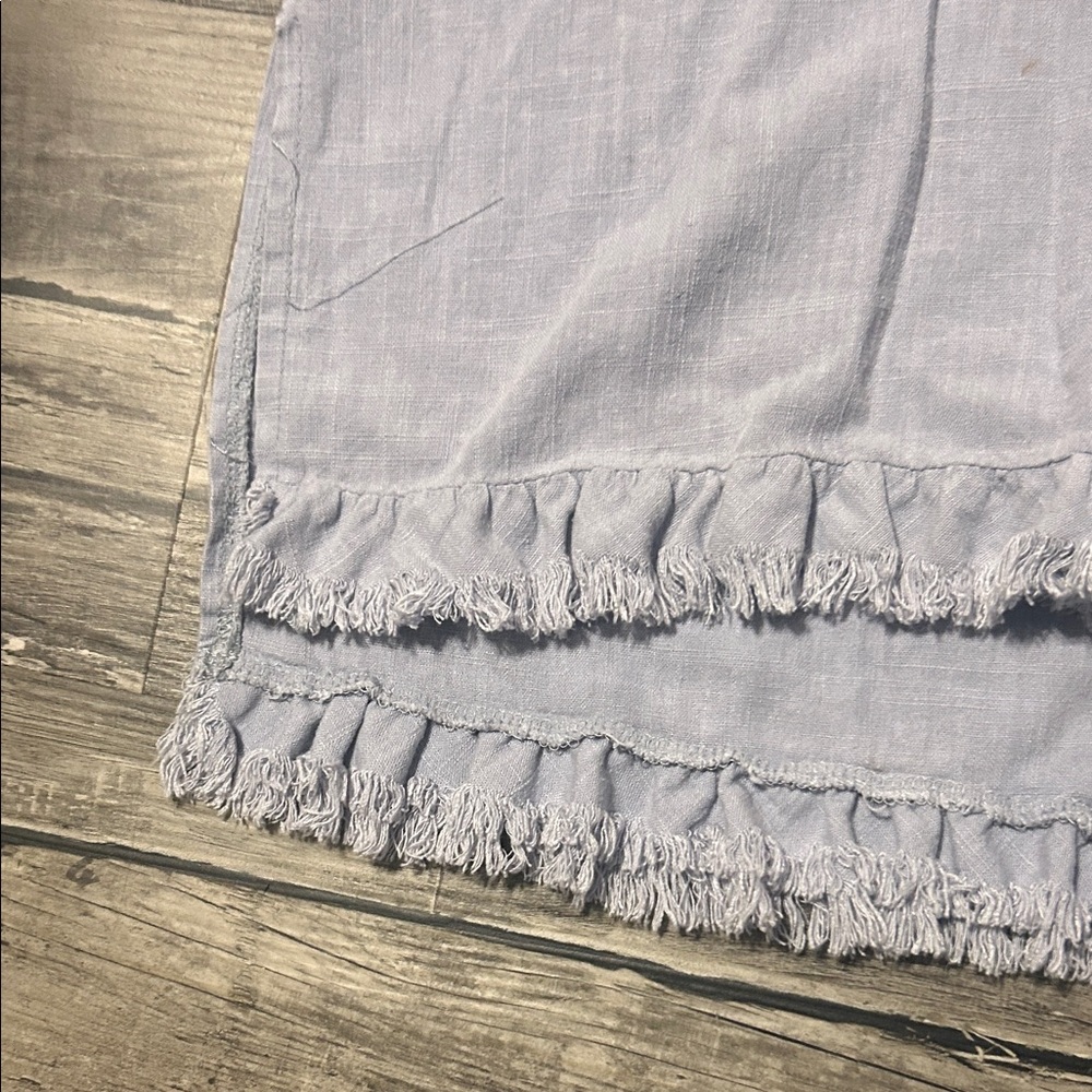 Umgee Light Blue Ruffle Hem Blouse - Picture 4 of 5